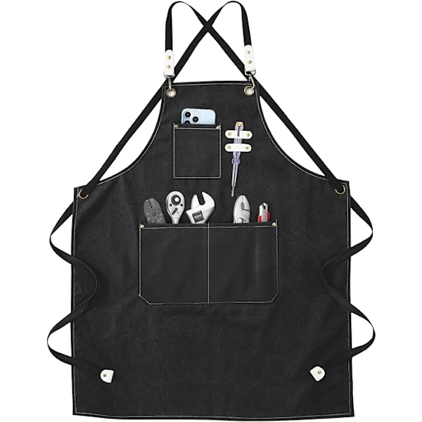 Black Welding apron - 80*56cm - Work apron with pockets, adjustable