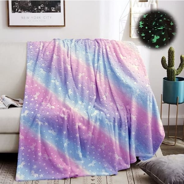 130 x 150 cm - 1st Unicorn children's blanket - Unicorn - Glow in