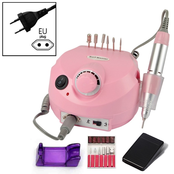 set of professional manicure tools，electric nail polisher nail grinder-Eu,Pink,