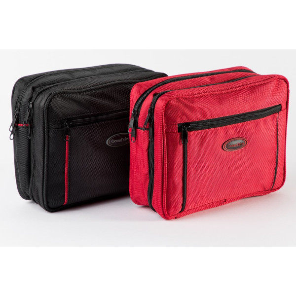 Classic toiletry bag for men and women with hanging function black/red 25x18x8 cm