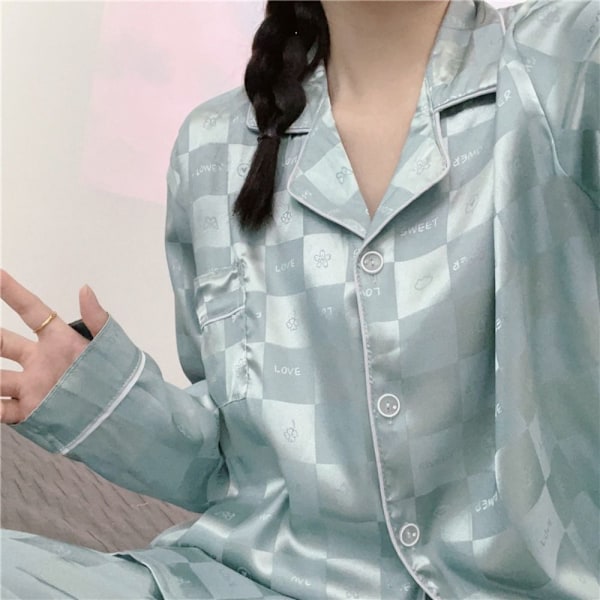 Ice Silk Kotiasu Pajamahousut Setti SININEN L sininen blue L