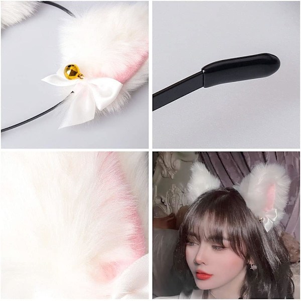 2 st kattöron hår/rosett halsband med klockor katt cosplay kostymer accessoarer kit utklädnad kattfest för flickor daglig dekoration