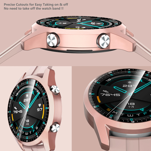 Huawei Watch GT 2 46mm -kotelo, suojaava karkaistu lasi PC-kansi Huawei GT2 46mm:lle, koko näytön suojakotelo, hopea silver for HW watch GT2 46