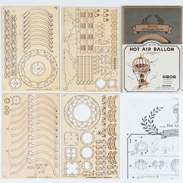 3D-trepuslesett med luftskip og varmluftsballong – puslespill for tenåringer og voksne – gave til bursdag og høytid