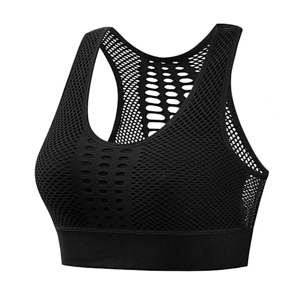 Women's Bra Crop Tank Top Bralette Ribbed Seamless Workout Sports Bra Longline Padded Lounge Bra for Yoga Sport-Black(L)