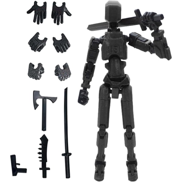 T13 Actionfigur, Titan 13 Actionfigur, Robot Actionfigur, 3D-trykt Actionfigur black