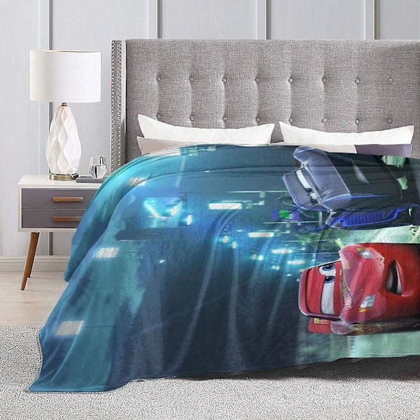 Biler Lightning Mcqueen Ultra Soft Microfleece Tæppe Kast Fuzzy Letvægt til Børn Drenge Piger Voksne 3d Print Perfekt til Sofaen, s 50x40in 125x100cm