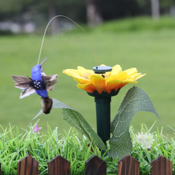 Solcelledrevet dansende flagrende sommerfugle flyvende kolibri haveplanter blomster pæl haveplæneindretning Ora Orange Sun Flower Hummingbird