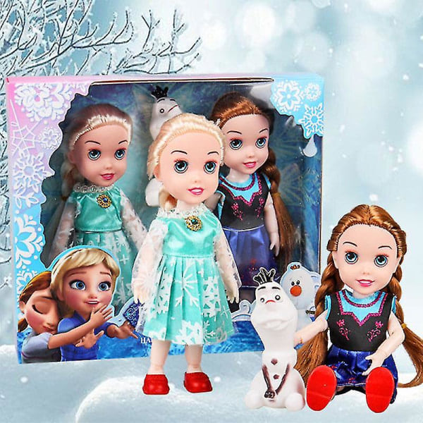 Frozen 2 Elsa Anna Elf Olaf 3 st Cosplay Princess Dock Leksak Julgåva 18cm