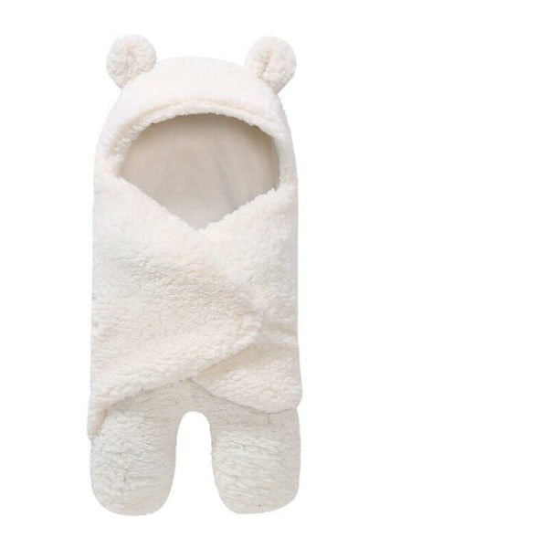 Sleeping bag with hood，Fleece felt Plus, Keep warm and Fleece blanket, Suitable for 0-6 months (Beige)