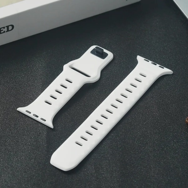 Sportband för Apple Watch Ultra 9 8 7 6 SE 5 Mjukt silikonlätt armband för iWatch 38MM 40MM 42MM 44MM 45MM 49MM Vit White 42 44 45 49mm