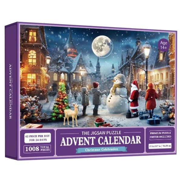 Adventskalender 2023, Julpussel, Adventspussel 1008 bitar för barn Vuxna, 24 dagars julkalender & leksak & spel, julklapp till flickor