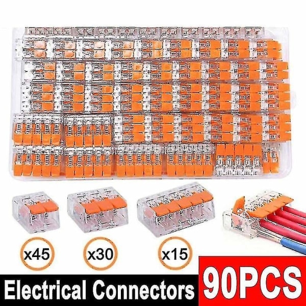 90 pcs for Wago 221 electrical connectors Wire block clamp Terminal cable Reusable