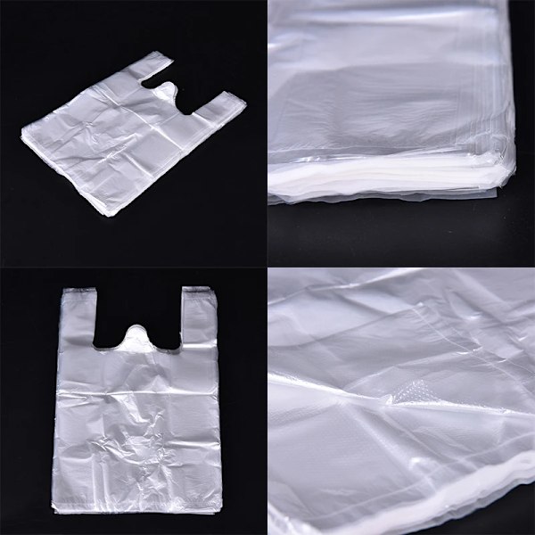 100 pcs Transparent plastic bags Shopping bag Supermarket bags with handles Food packaging