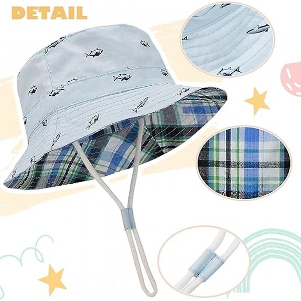 UPF 50+ Strand Baby Solhatt Solskydd Söt Bred Brätte Sommar Baby Boy Bucket Hats Toddler Solhattar för Flicka