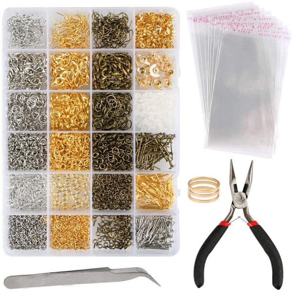 Jewelry Making Kit Necklace Bracelet Open Rings Jewelry Making/Repair Supplies and Materials, with Pliers (Rings) - Perfet