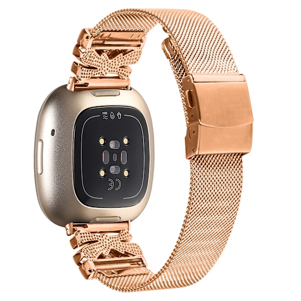 Ruostumattomasta teräksestä valmistettu rannekoru Fitbit Versa3/4/Sense 2 -laitteelle Rose gold Rose gold