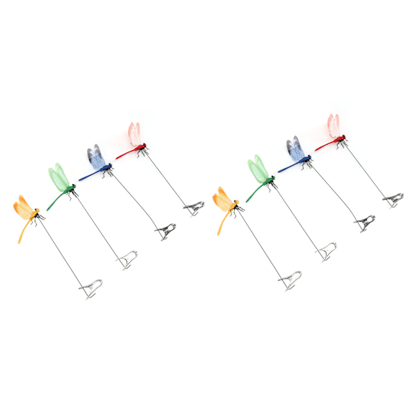 8 stk. falske øyenstikkerklips, vanntette utendørs 3D-øyenstikkerklips, dekorative klips for hage, terrasse, ornamenter, håndverk