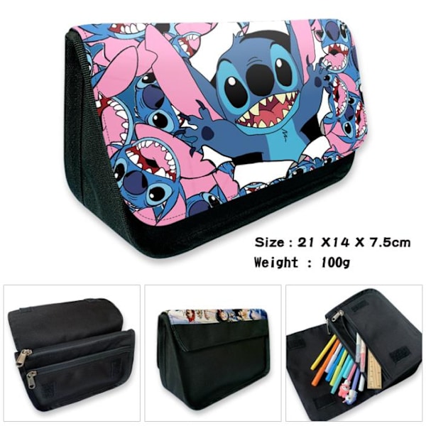 Kids Cartoon Stitch Pencil Case Canvas Stationery Box Wallet