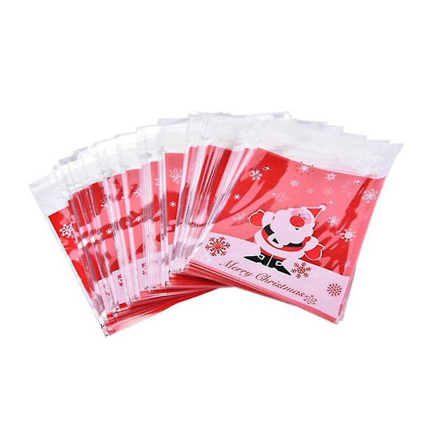 100 plastic Christmas candy bags with self-adhesive closure