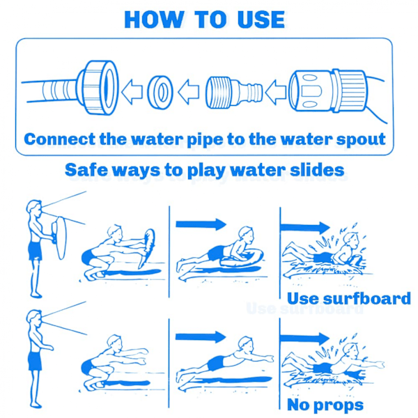 Uppblåsbar vattenrutschkana med sprinkler: Sommarvattenlek för barn, kraftig gräsmatta vattenrutschkana, 2 bodyboards, perfekt för utomhusfester! 140x480cm