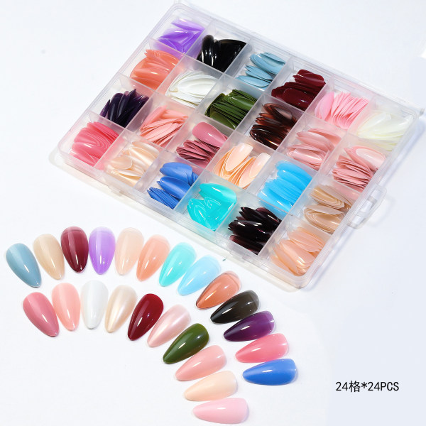 24 färger Mattpressade naglar, lösnaglar, lösnaglar i akryl