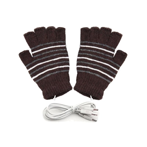 USB-lämmittimet käsineet Lämpö käsien lämmitin Sähköiset lämmitetyt käsineet Sisätilojen toimistoon Pyöräilyyn Käsineet Turvallisuus 5V Raita Ruskea Stripe Brown 5V