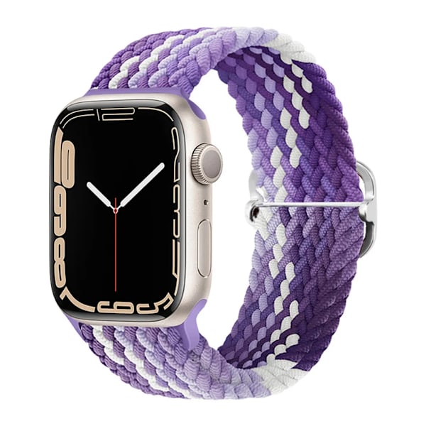 Flätad ögla för Apple watch Rem 44mm 40mm 45mm 41mm 42mm 38mm 49mm Elastiskt Solo armband iWatch series 9 se 7 5 6 Ultra2 Band 21.Grape Purple