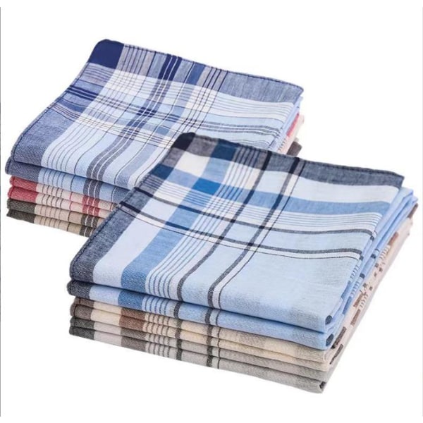 Plaid Square Pure Cotton Handkerchief - Cotton Handkerchief 12 Pieces - Random Color