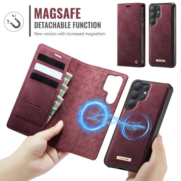 Magnetic RFID Blocking Leather Case for Samsung Galaxy S26 Ultra 5G Röd