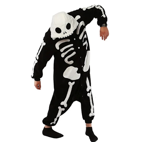 Voksne Kvinner Menn Halloween Cosplay Kostymer Tegneserie Onesies Jumpsuit Pyjamas Nattøy Vinter Pyjamas Julerfest Anime Show Skjelett Kostyme Skeleton costume Adult size L