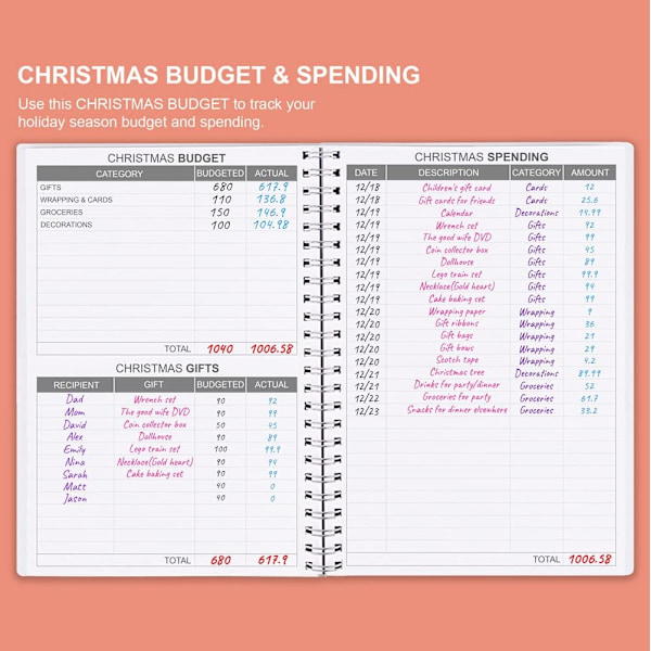 Budgetplanerare - Månatlig ekonomisk organisatör, rosvattenfärg