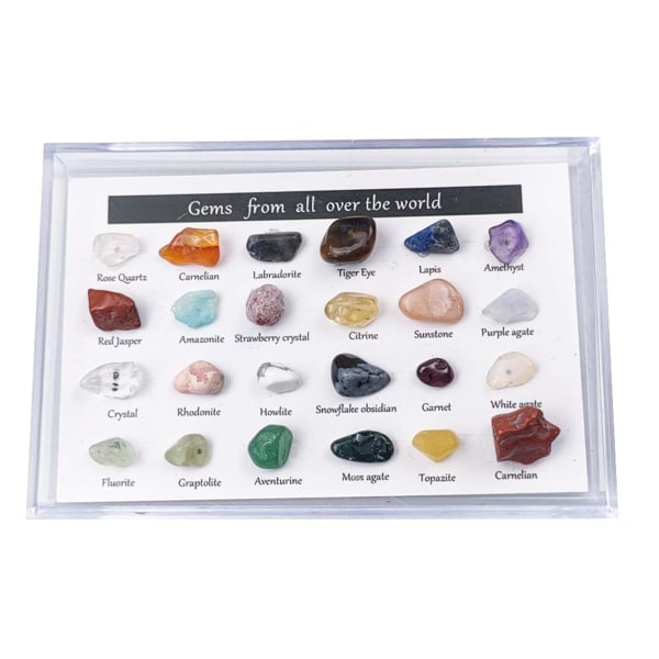 24 PCS Adventskalender Mineral Rock Julekalender Nedtelling Leke Krystall Gem Samlinger Gaver til Barn Box