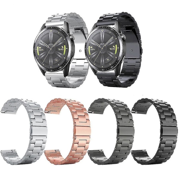 Metal Bands Compatible with Huawei Watch Gt3 20/22mm Stainless Steel Bracelet Watch Loop Adjustable Wristband Smartwatch Strap Titanium Gray