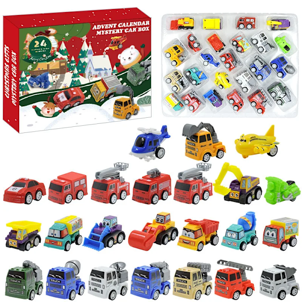 24 Days Christmas Advent Calendar Car Toys Engineering Fire Engine Car Map Carpet Toys Countdown Calendar XMAS Gift Box for Kids