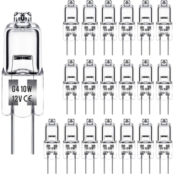 G4 halogenlampor 10W 12V - Varmvit - 10W 20-pack