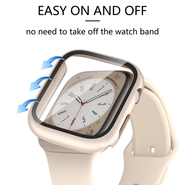 Glass+ Cover för Apple Watch-fodral 9 8 7 6 SE 5 iWatch-tillbehör Skärmskydd Apple Watch Series 45mm 41mm 44mm 40mm 42mm 38mm Khak Khaki 45mm series 7 8 9