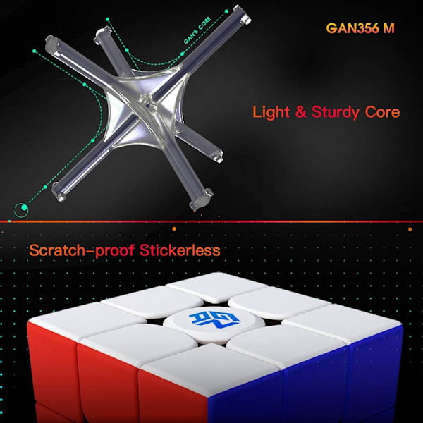 GAN 356 M, 3x3 Magnetisk Speed Cube Stickerless Magic Cube