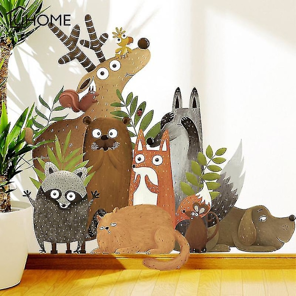 Forest Animals Moose Fox Rabbit Wall Stickers For Kids Room Kids