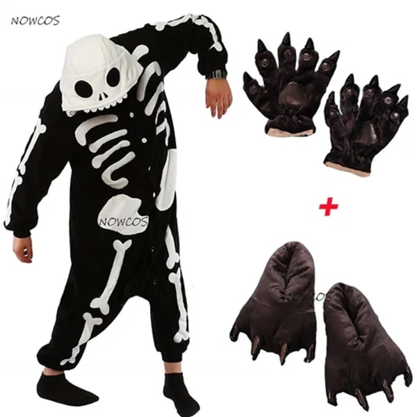 Voksne Kvinner Menn Halloween Cosplay Kostymer Tegneserie Onesies Jumpsuit Pyjamas Nattøy Vinter Pyjamas Jul Party Anime Show kostyme sko hansker costume shoes gloves Adult size L