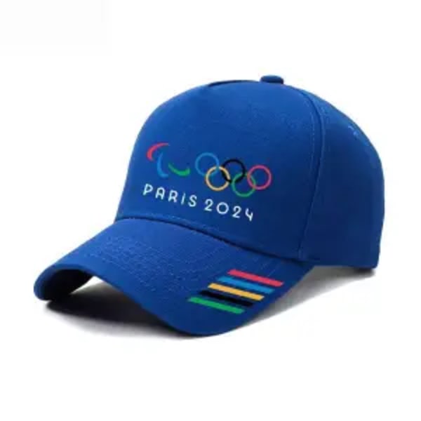 2024 Paris OL PARIS Fem ringer minneslue Utendørs solskjerm Baseball Cap Sportspill Topplue Blue Paris Olympics