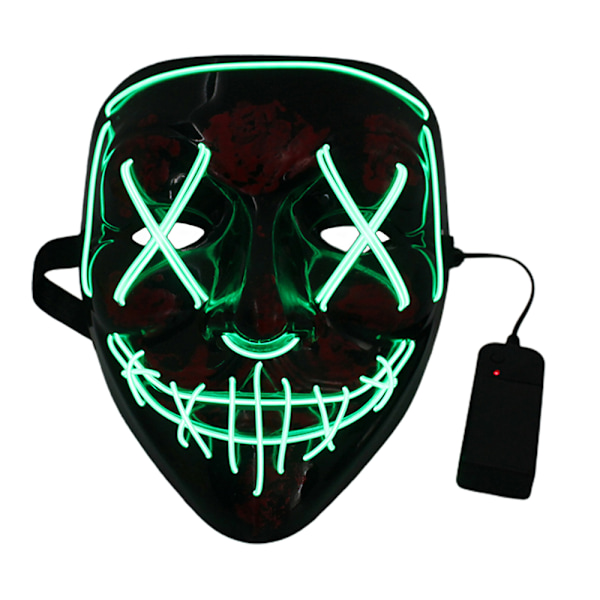 Neon-ompeleet LED-naamio Langallinen valo Valoisa Purge Halloween-naamio Kostyymi naamio Cosplay-juhla Green