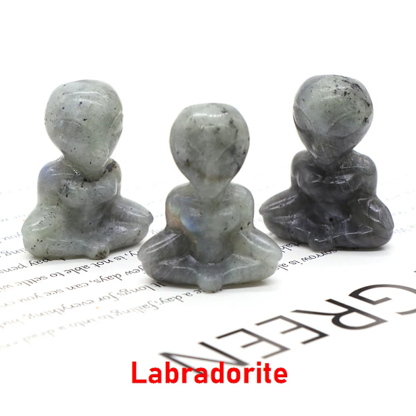 1,6\" Yoga Alien Statuette Naturlig Reiki Sten Krystal Skåret Abstrakt Kunst Håndværk Healing Meditation Hjem Soveværelse Dekoration Gave Labradorit Labradorite 5pcs