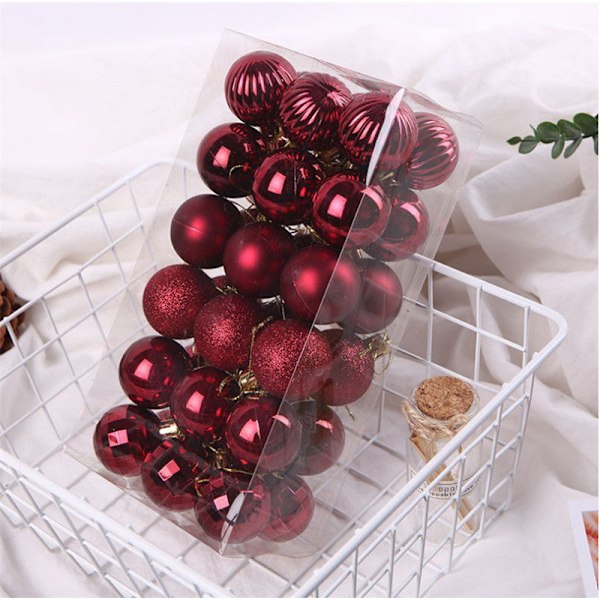 Julekulesett 4cm Juldekorasjoner Juletrepynt Ball Spesialformede kuler 4cm36 wine red