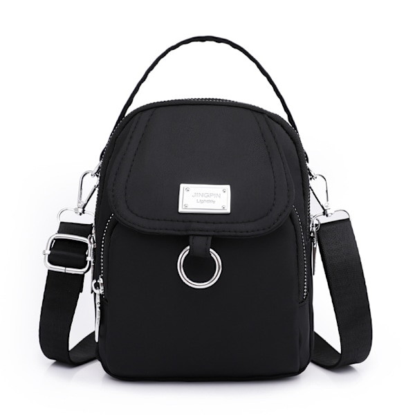 Crossbody mobiltelefonveske for kvinner, vanntett, liten mobiltelefonveske, nylonveske for kvinner, lommebok, reise, mini crossbody-veske (svart)