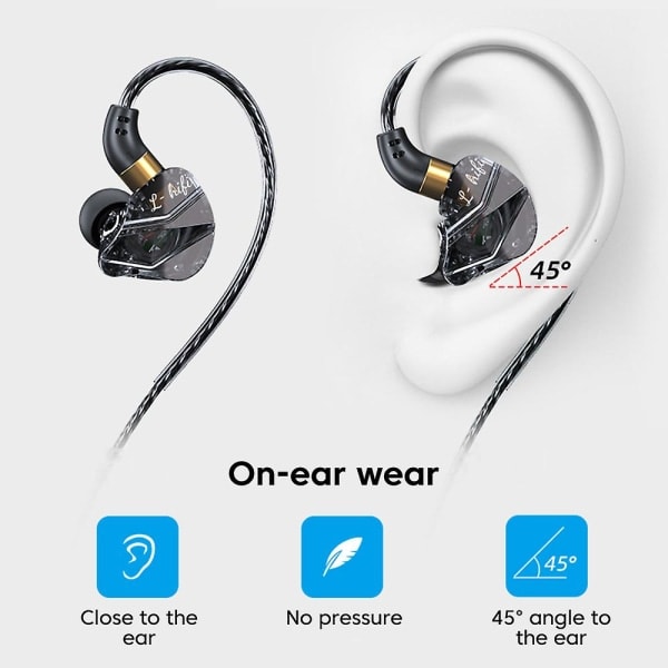 3,5 mm L-formet kontakt kablet hodetelefon Hifi Bass hodetelefon In-ear headset Gamer Handsfree hodetelefon for Xiaomi Hu Samsung Svart Black