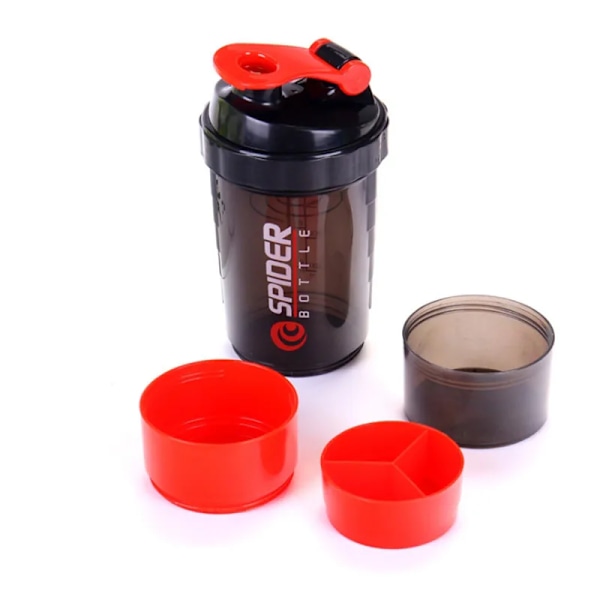 500ml Shaker Cup Sports Vannflaske Stor Kapasitet Vannflaske Plast Blandekopp Kroppsbygging Treningsflaske (Rød)