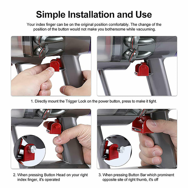 Bryterhåndtakholder Startknapp Tilbehør Kompatibel med Dyson V15 V11 V10 V8 V7 V6 Passer ikke for V11 Outsize (Fest knapp når støvsuger Sunmostar