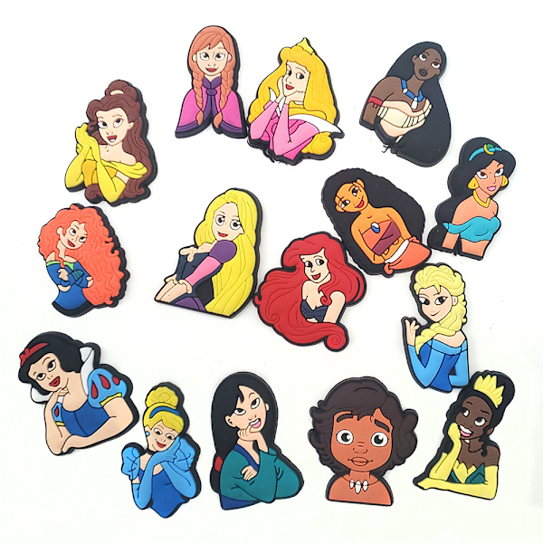 15 animerede prinsesse Charms, Crocs Charms Tilbehør Fo