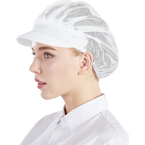 3-pakkaus Mesh Chef -valkoisia, unisex-keittiöhattuja Mesh-verkolla, W